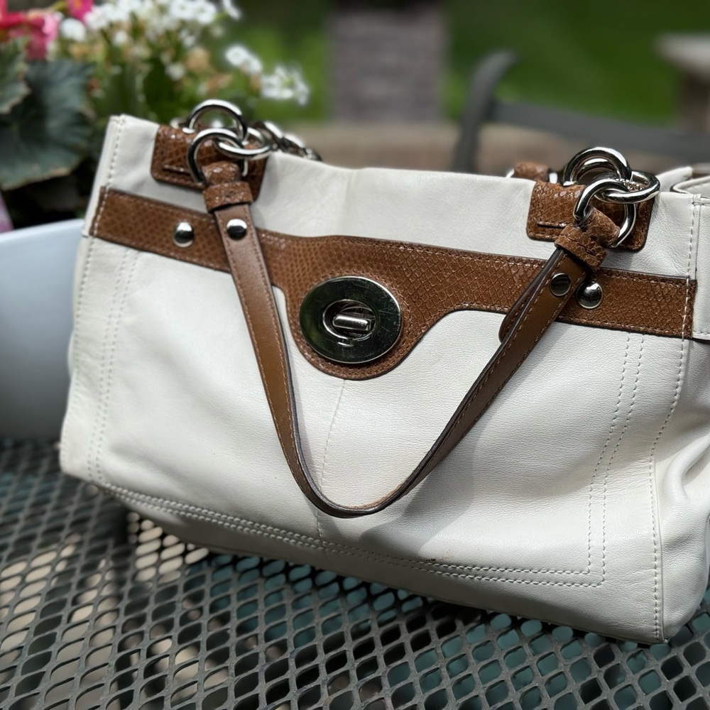 Coach Cream and Brown Penelope Shoulder Bag